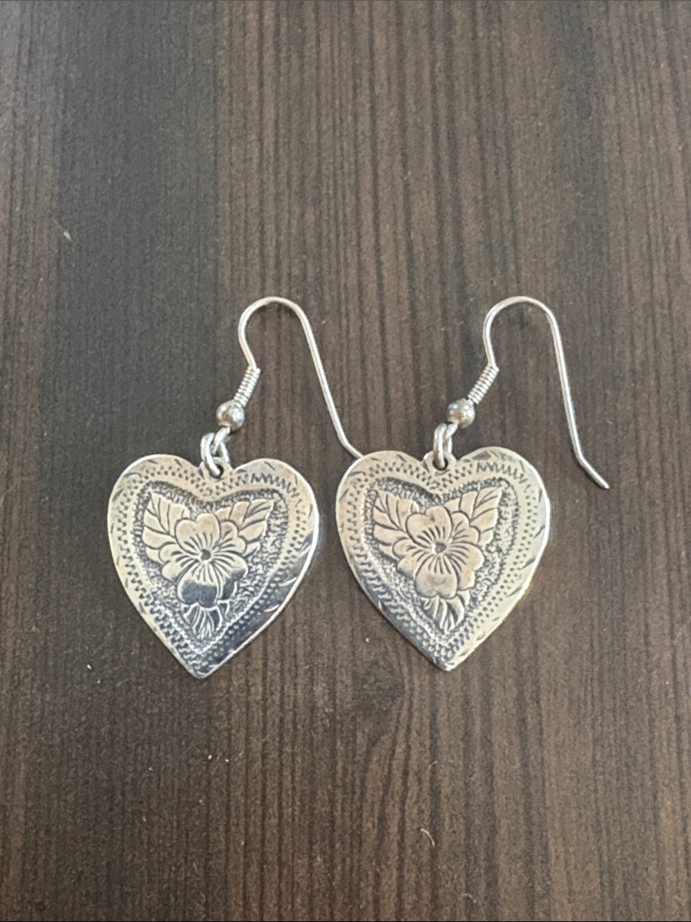 Heart Floral Patterned Dangle Earrings One Size OS